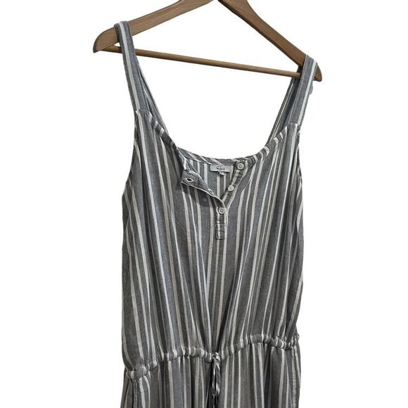 Rails Brooklyn Linen Blend Grey and White Striped Cropped Jumpsuit Size S - Picture 4 of 11
